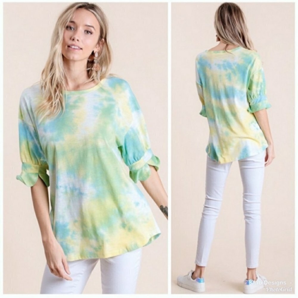 Tie Dye Balloon Sleeve Top - Picture 2 of 4